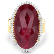 Bids.com 19.11 Carat Dyed Ruby and White Topaz .925 Sterling Silver Ring Rings
