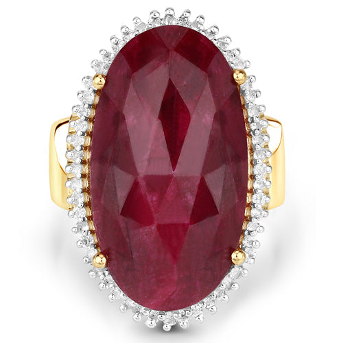 Bids.com 19.11 Carat Dyed Ruby and White Topaz .925 Sterling Silver Ring Rings
