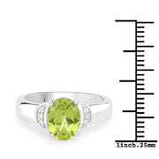 Bids.com 1.76 Carat Genuine Peridot and White Zircon .925 Sterling Silver Ring Rings