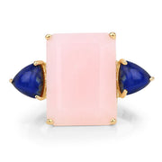 Bids.com 12.18 Carat Genuine Pink Opal and Lapis .925 Sterling Silver Ring Rings