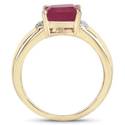Bids.com 3.44 Carat Glass Filled Ruby and White Topaz .925 Sterling Silver Ring Rings