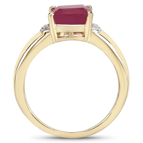 Bids.com 3.44 Carat Glass Filled Ruby and White Topaz .925 Sterling Silver Ring Rings