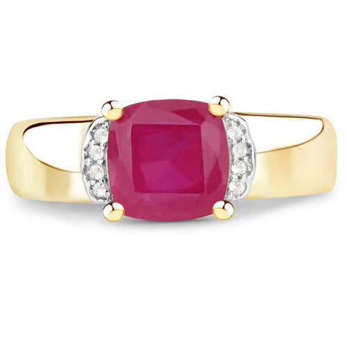 Bids.com 3.44 Carat Glass Filled Ruby and White Topaz .925 Sterling Silver Ring Rings