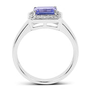 Bids.com 1.12 Carat Genuine Tanzanite and White Topaz .925 Sterling Silver Ring Rings