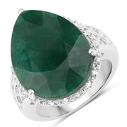 Bids.com 13.05 Carat Dyed Emerald and White Topaz .925 Sterling Silver Ring Rings