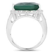 Bids.com 13.05 Carat Dyed Emerald and White Topaz .925 Sterling Silver Ring Rings