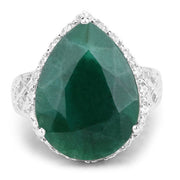 Bids.com 13.05 Carat Dyed Emerald and White Topaz .925 Sterling Silver Ring Rings