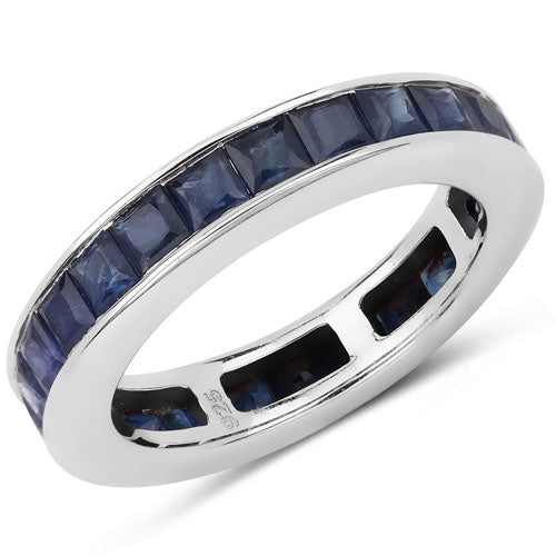Bids.com 3.12 Carat Genuine Blue Sapphire .925 Sterling Silver Ring Rings