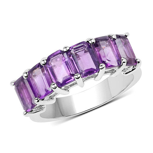 Bids.com 3.30 Carat Genuine Amethyst .925 Sterling Silver Ring Rings