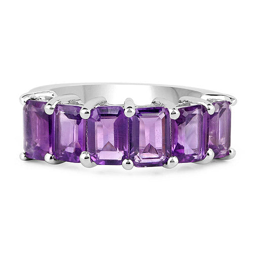 Bids.com 3.30 Carat Genuine Amethyst .925 Sterling Silver Ring Rings