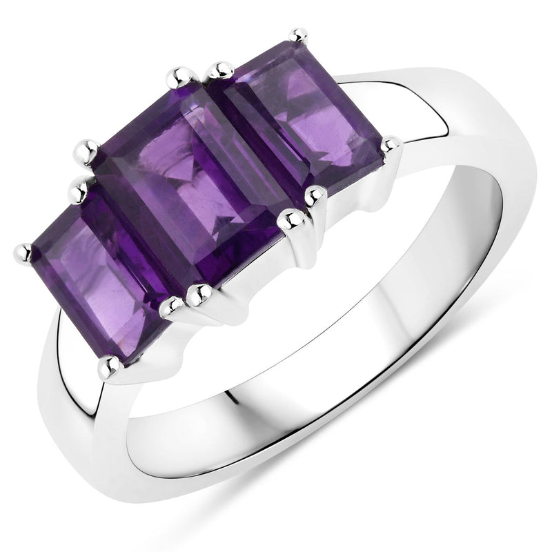 Bids.com 1.95 Carat Genuine Amethyst .925 Sterling Silver Ring Rings