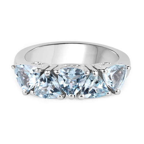 Bids.com 2.50 Carat Genuine Blue Topaz .925 Sterling Silver Ring Rings