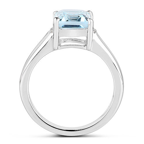Bids.com 2.64 Carat Genuine Blue Topaz and White Topaz .925 Sterling Silver Ring Rings