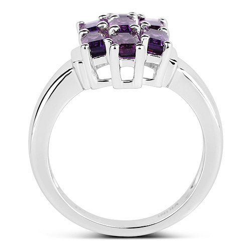 Bids.com 2.80 Carat Genuine Amethyst .925 Sterling Silver Ring Rings