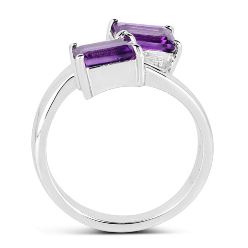 Bids.com 1.90 Carat Genuine Amethyst .925 Sterling Silver Ring Rings