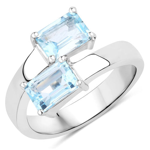 Bids.com 2.14 Carat Genuine Blue Topaz .925 Sterling Silver Ring Rings