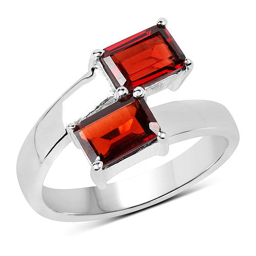 Bids.com 2.40 Carat Genuine  Garnet .925 Sterling Silver Ring Rings