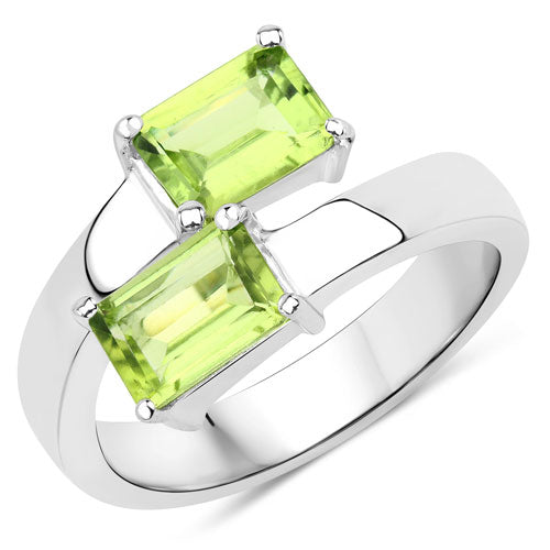 Bids.com 2.00 Carat Genuine Peridot .925 Sterling Silver Ring Rings