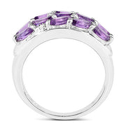 Bids.com 1.67 Carat Genuine  Amethyst and White Topaz .925 Sterling Silver Ring Rings