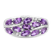 Bids.com 1.67 Carat Genuine  Amethyst and White Topaz .925 Sterling Silver Ring Rings