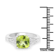 Bids.com 2.27 Carat Genuine Peridot and White Zircon .925 Sterling Silver Ring Rings