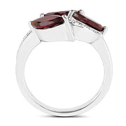 Bids.com 1.98 Carat Genuine  Garnet and White Topaz .925 Sterling Silver Ring Rings