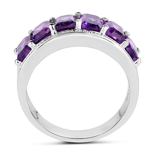 Bids.com 3.30 Carat Genuine Amethyst .925 Sterling Silver Ring Rings