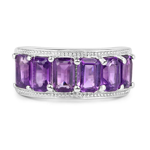 Bids.com 3.30 Carat Genuine Amethyst .925 Sterling Silver Ring Rings