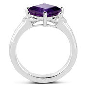 Bids.com 2.55 Carat Genuine Amethyst and White Topaz .925 Sterling Silver Ring Rings