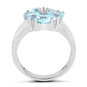 Bids.com 2.58 Carat Genuine Blue Topaz and White Topaz .925 Sterling Silver Ring Rings