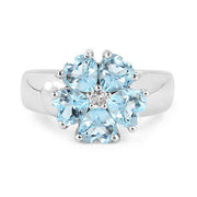 Bids.com 2.58 Carat Genuine Blue Topaz and White Topaz .925 Sterling Silver Ring Rings