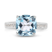 Bids.com 4.62 Carat Genuine Blue Topaz and White Topaz .925 Sterling Silver Ring Rings