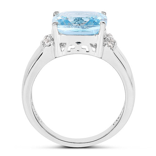 Bids.com 4.58 Carat Genuine Blue Topaz and White Topaz .925 Sterling Silver Ring Rings
