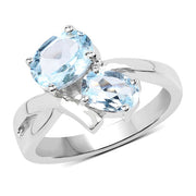Bids.com 2.55 Carat Genuine Blue Topaz .925 Sterling Silver Ring Rings
