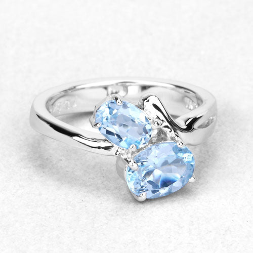 Bids.com 2.55 Carat Genuine Blue Topaz .925 Sterling Silver Ring Rings