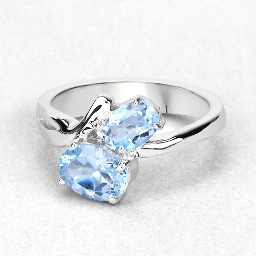 Bids.com 2.55 Carat Genuine Blue Topaz .925 Sterling Silver Ring Rings