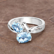 Bids.com 2.55 Carat Genuine Blue Topaz .925 Sterling Silver Ring Rings