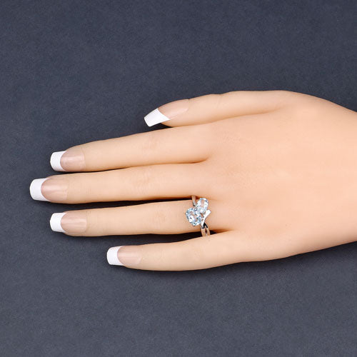 Bids.com 2.55 Carat Genuine Blue Topaz .925 Sterling Silver Ring Rings