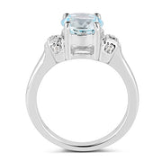 Bids.com 2.28 Carat Genuine Blue Topaz and White Topaz .925 Sterling Silver Ring Rings