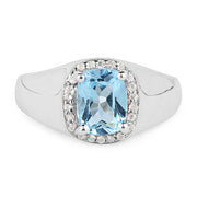 Bids.com 1.62 Carat Genuine Blue Topaz and White Topaz .925 Sterling Silver Ring Rings