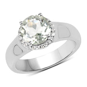 Bids.com 1.87 Carat Genuine Green Amethyst and White Topaz .925 Sterling Silver Ring Rings