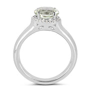 Bids.com 1.87 Carat Genuine Green Amethyst and White Topaz .925 Sterling Silver Ring Rings
