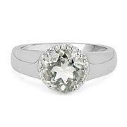 Bids.com 1.87 Carat Genuine Green Amethyst and White Topaz .925 Sterling Silver Ring Rings