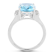 Bids.com 4.28 Carat Genuine Blue Topaz and White Topaz .925 Sterling Silver Ring Rings