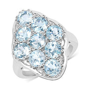 Bids.com 5.40 Carat Genuine Blue Topaz .925 Sterling Silver Ring Rings