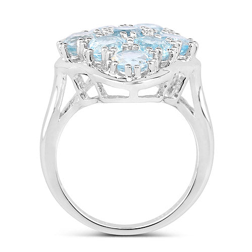 Bids.com 5.40 Carat Genuine Blue Topaz .925 Sterling Silver Ring Rings