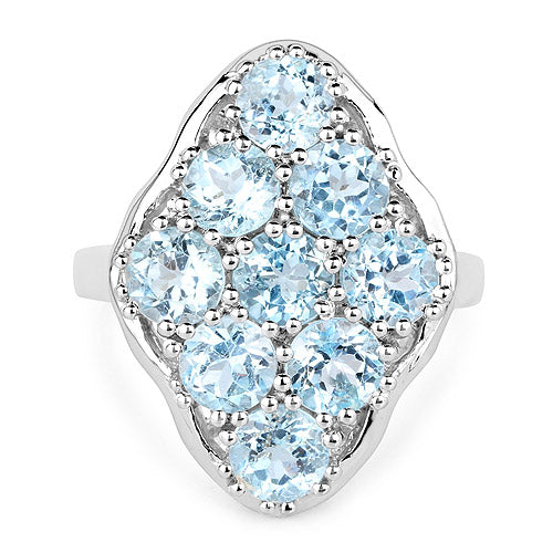 Bids.com 5.40 Carat Genuine Blue Topaz .925 Sterling Silver Ring Rings