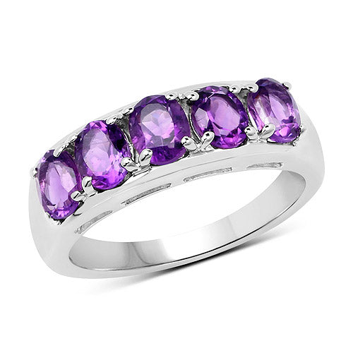 Bids.com 1.70 Carat Genuine  Amethyst .925 Sterling Silver Ring Rings