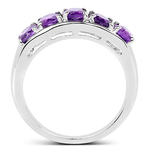 Bids.com 1.70 Carat Genuine  Amethyst .925 Sterling Silver Ring Rings