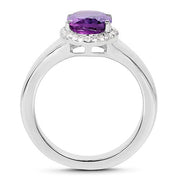 Bids.com 1.73 Carat Genuine  Amethyst and White Topaz .925 Sterling Silver Ring Rings